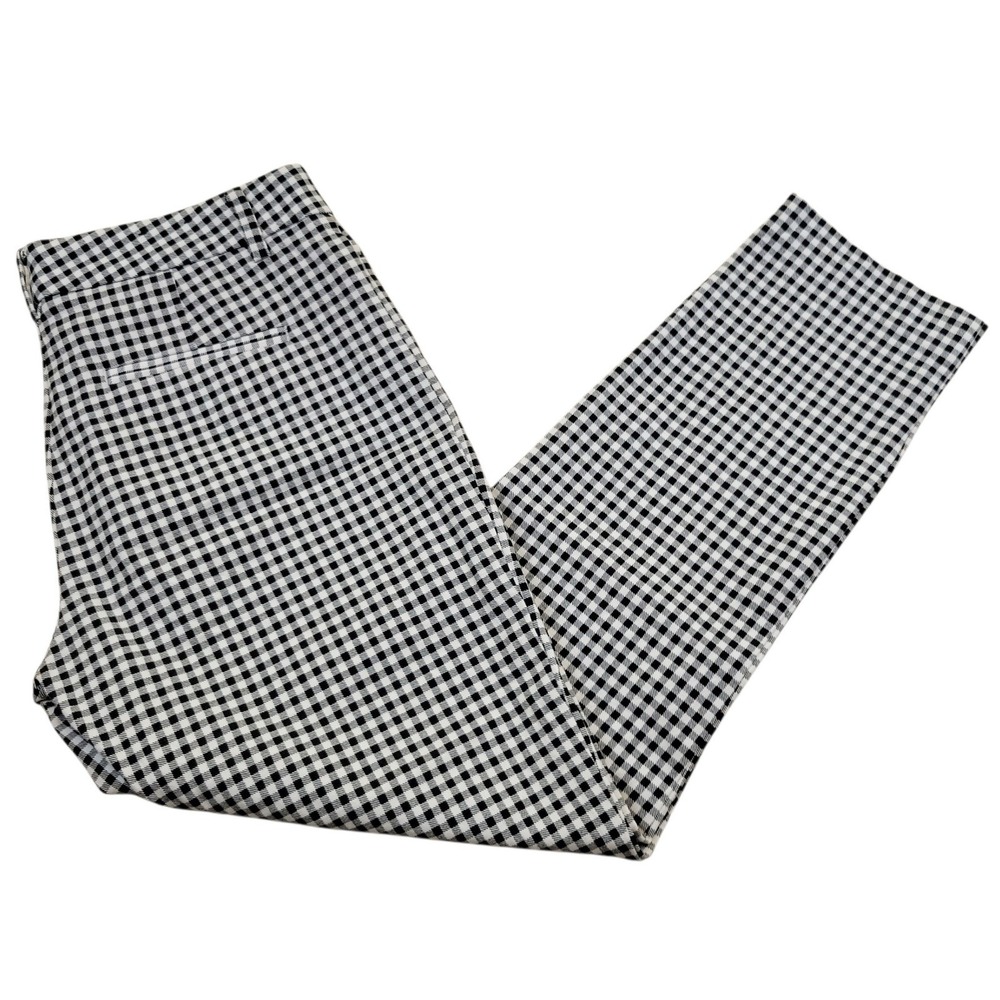 Womens 41 Hawthorn Pants Black White Check Stretch Size 4 Front Pockets Mid Rise